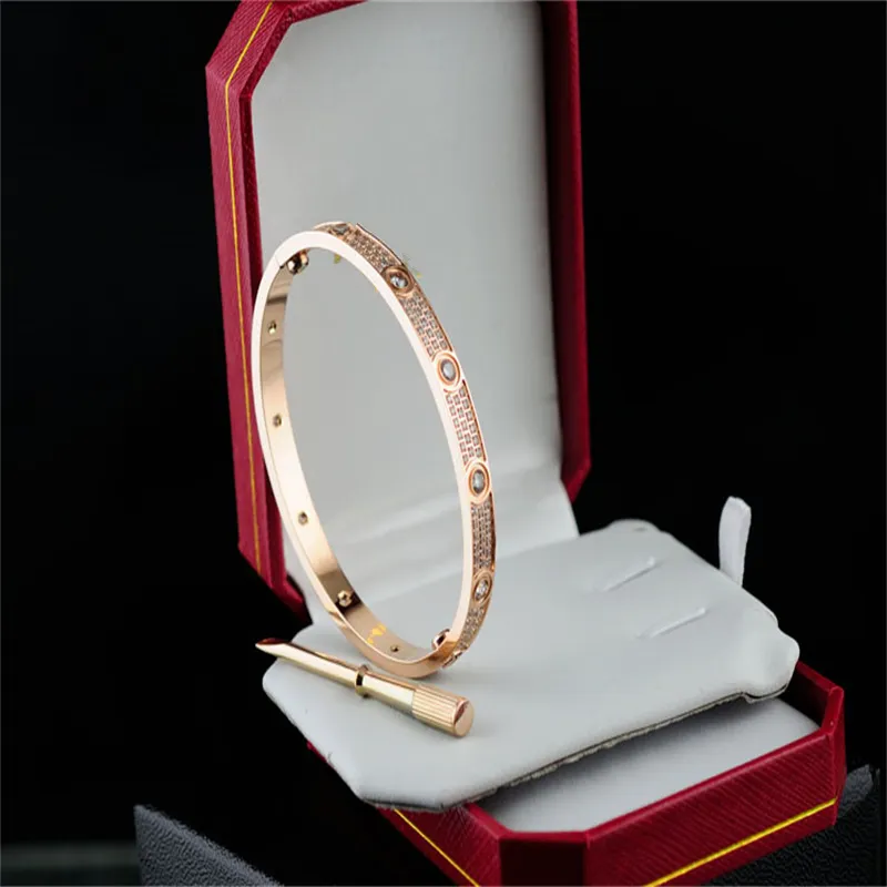 20ss amantes pulsera diamante brazalete personalizado pulseras para mujeres brazaletes de oro plateado hombres dise￱ador de lujo joyer￭a titanio acero pareja de perno de moda tornillo