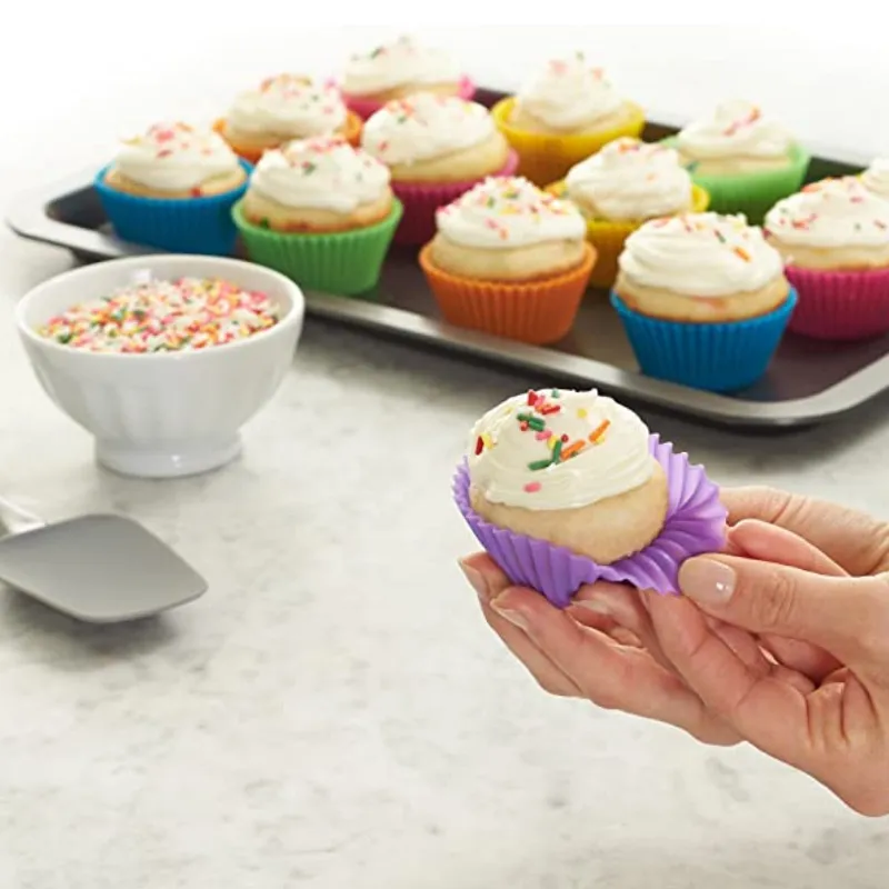 Lot De 15 Grands Moules à Muffins En Silicone Anti-Adhésif Réutilisables - 9cm Pour Cupcakes Et Gâteaux