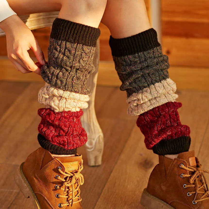 Socken Strumpfwaren Japanische Warme Wolle Bein Abdeckung Hanf Haufen Socke Jacke Herbst Und Winter Mode Lose Bein Abdeckung Frauen der Boot Abdeckung T221107