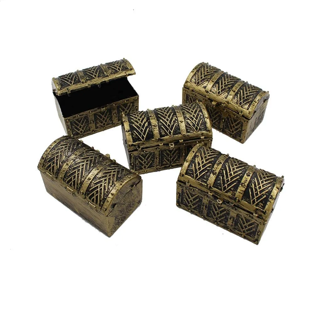 Party Supplies Decor Mini Pirate Treasure Chests Box Vintage Pirate Jewelry Storage Boxesstore Gold Coins Gems