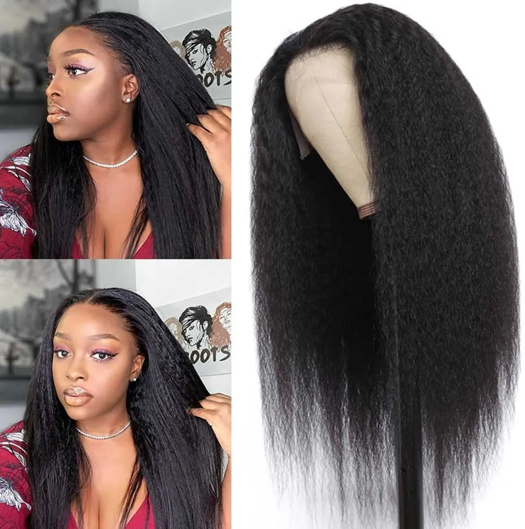 Cheveux dentelle perruques femmes moyen gth mécanisme de cheveux fibre chimique couvre-chef Yaki perruque droite