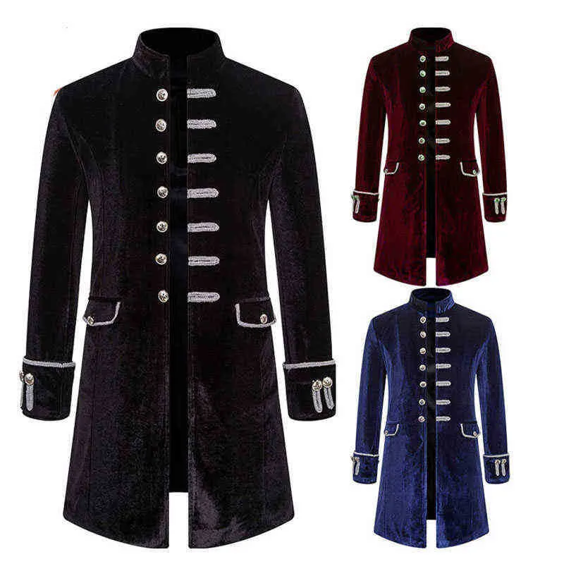 Jaqueta masculina noble vintage medieval cosplay velet príncipe cenas retrô blazer blazer gótico steampunk carnaval festa cavaleiro top j220720