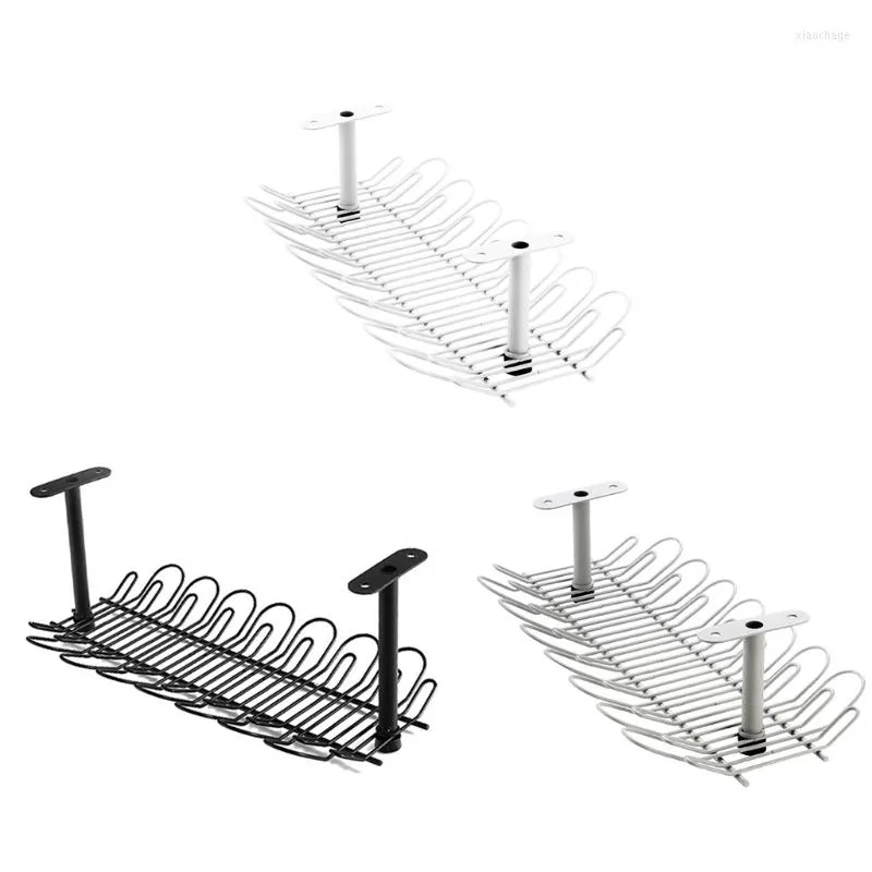 Krokar under skrivbordskabelhantering Tray kraftledningsremsor förvaringsställ trådarrangör