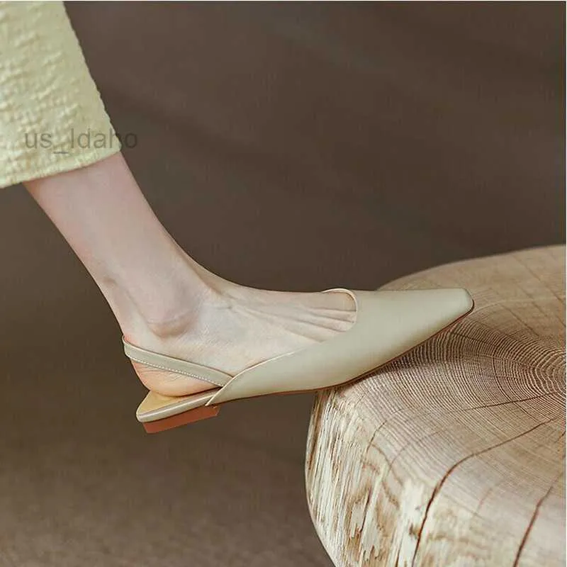 Sandals Low Heel Sandals Woman Summer 2022 Newest Style Office Lady Slingbacks Shoes and Small Square Toe Back Strap Sandals L221107