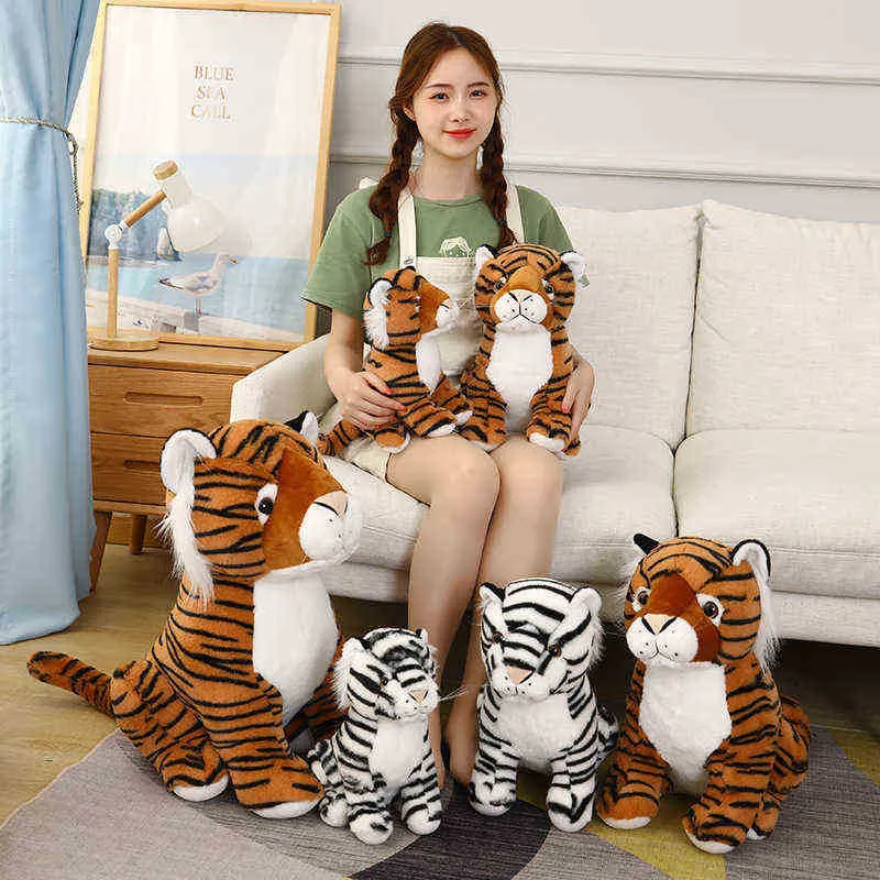 2650cmシミュレーションTiger Plush Toys Home Decor Sfisted Pets Doll Doll Soft Lifelike Animals Pillow for Ldren Kids Birthday Gift J220729