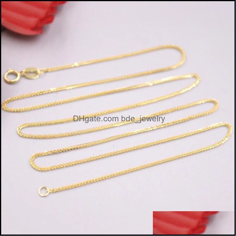 Chains Real 18K Yellow Gold Necklace 1Mmw Women Wheat Chain 19 6Inch 1 82 1G D Pure Chains Drop Delivery Jewelry Necklaces Pendants Dh2Hz