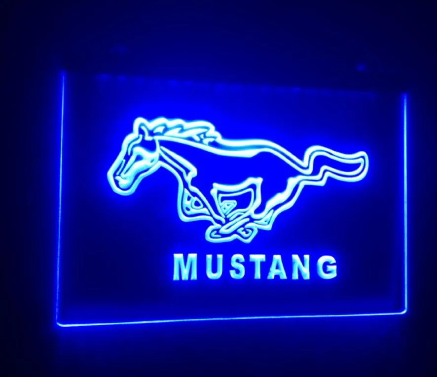 Mustang Beer Bar Pub Kulübü 3D İşaretler Neon Işık İşareti Perakende ve Whole2665968