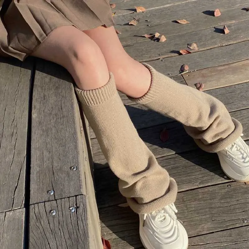 Harajuku Flared Knitted Leg Warmers Japanese Girls Loose Foot