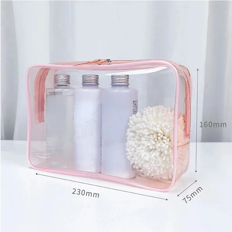 Portable Transparent femmes sac cosmétique étanche voyage maquillage sacs stockage nouvelle salle de bain organisateur clair fille trousse de toilette