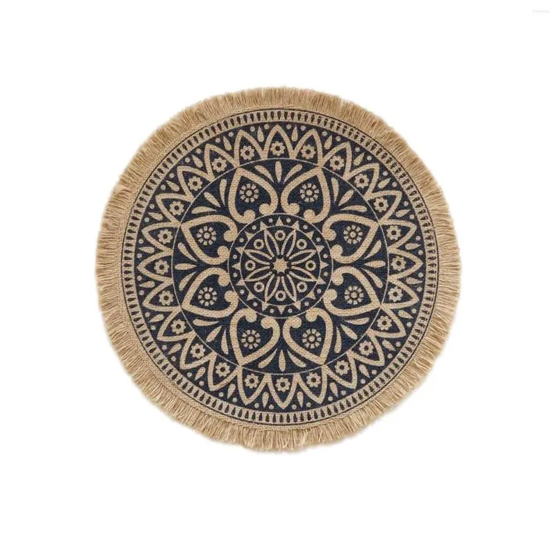 Table Mats Woven Placemat Printed Patterns Round Embroidery/Lace Nordic Style Non-slip Heat Insulation Furniture