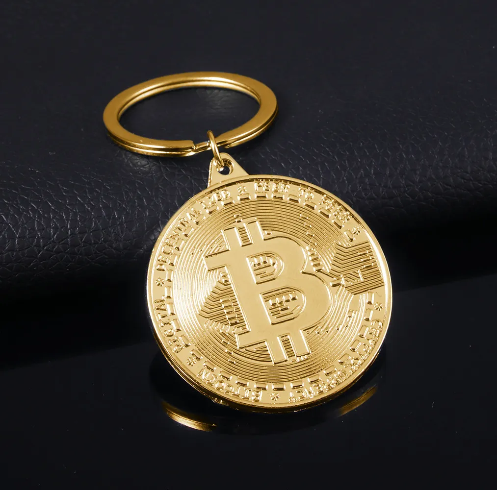 Bitcoin Keychain Collectible Physical Metal Bit Coin Keyring Pendant Women and Men Jewelry Accessories Gifts