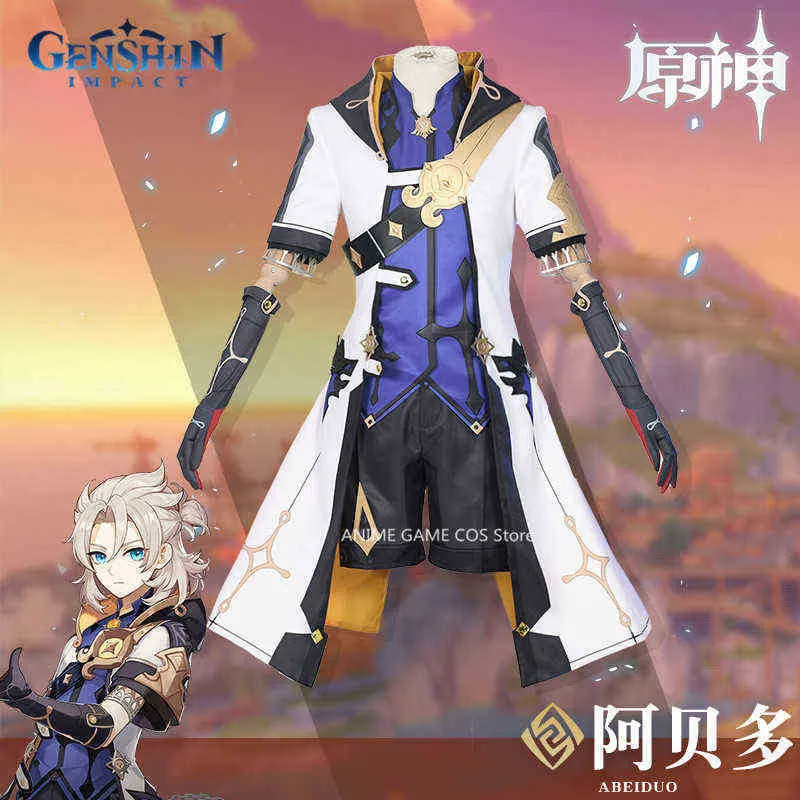 Genshin Impact Albedo Male Cosplay Costume Set Polyester Trench