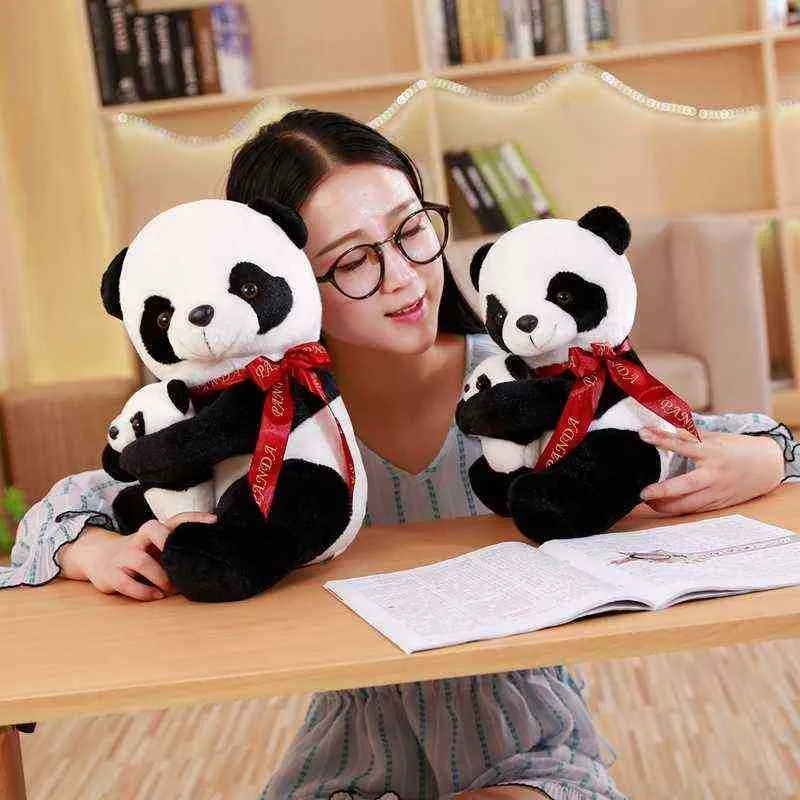 2550Cm Lovely Cute Super Cuddle Animal Soft Father And Son Panda Cuddle Birthday Baby Gifts Present Cuddles For ldren J220729