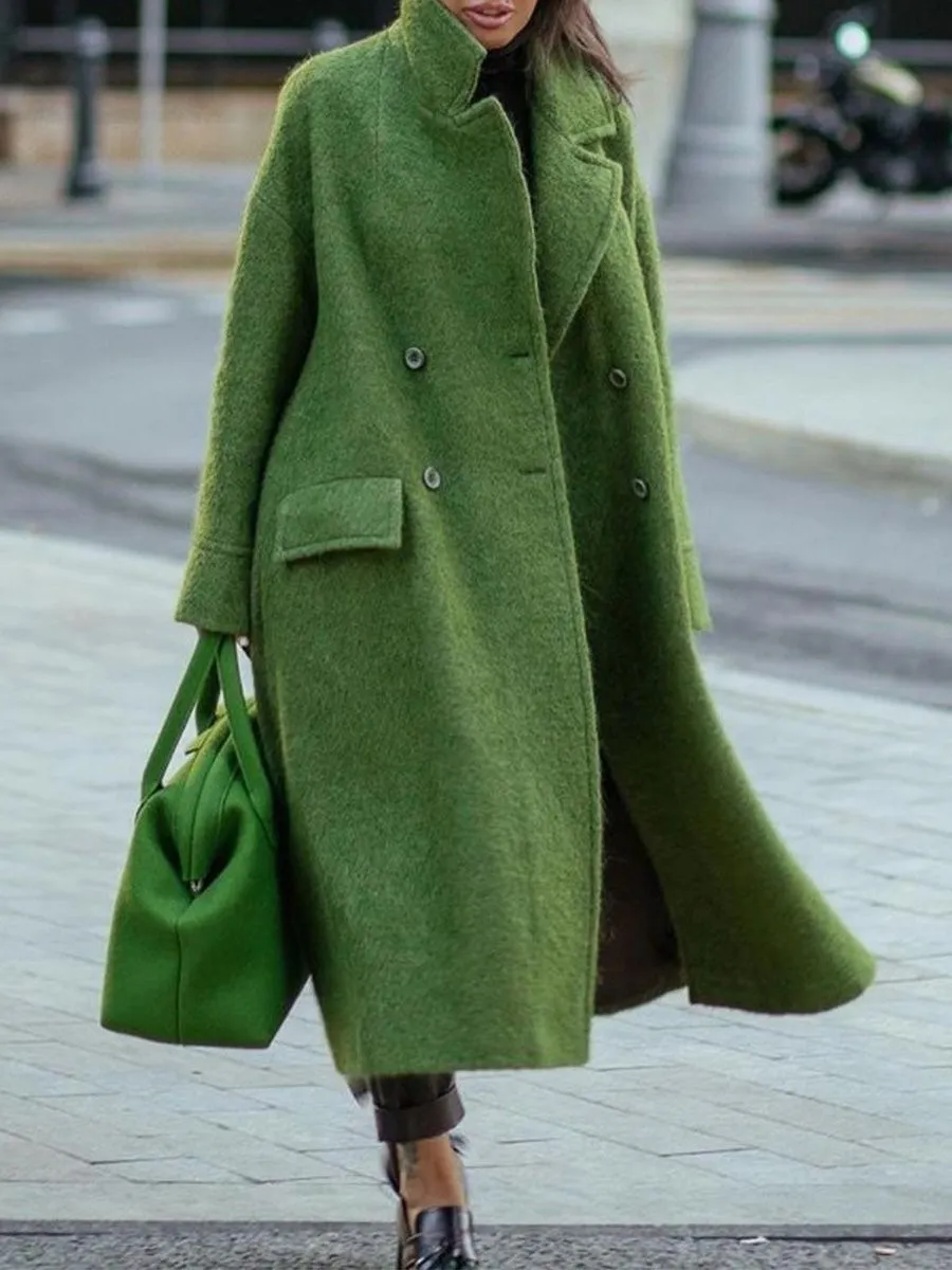designerkläder för damer Blends Elegant Autumn Street Lady Cardigan Wool Coats Mode Blommönster Ficka Långärmad Jacka Vinter Dam Blend Wool Coat