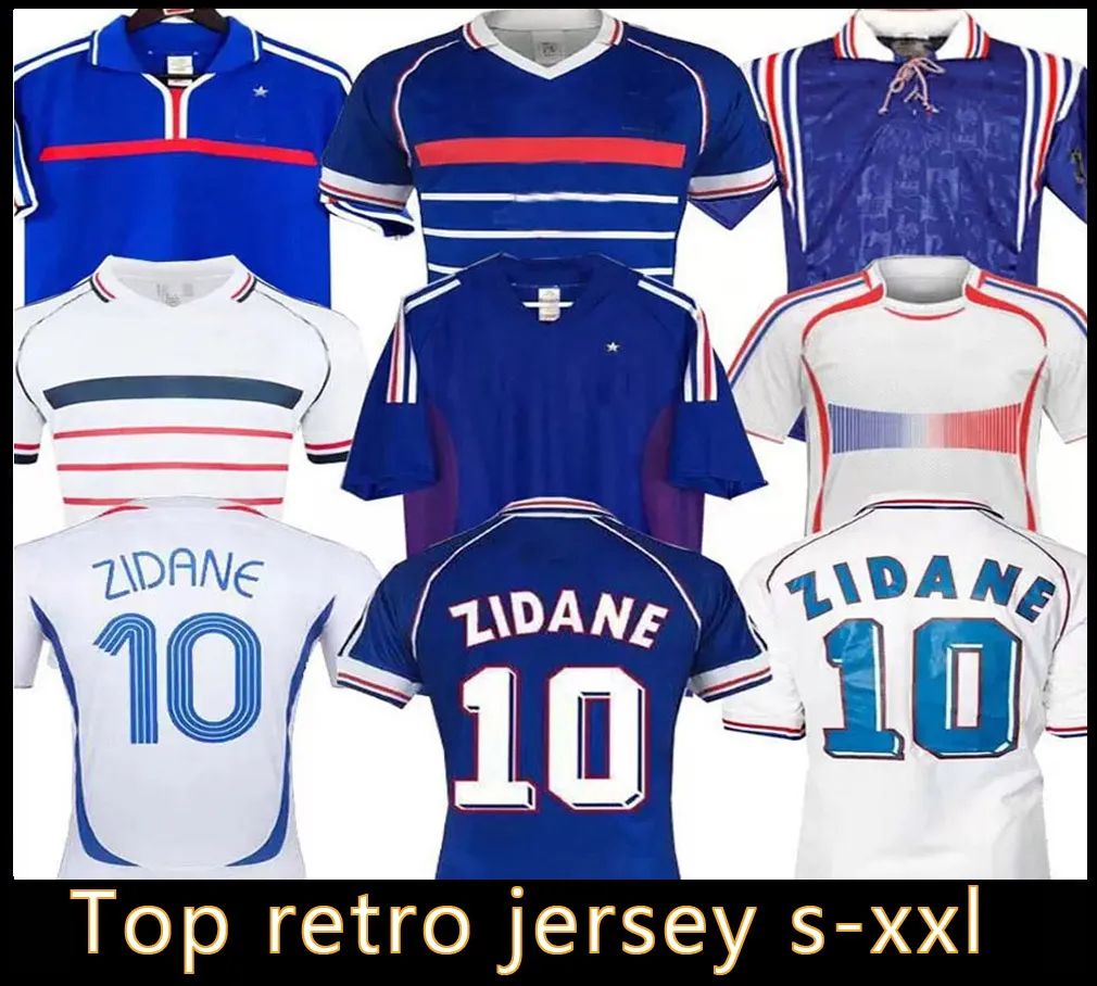 1998 1990 RETRO الفرنسية لكرة القدم جيرسي VINTAGE ZIDANE HENRY MAILLOT بالقميص 1996 2006 قمصان كرة القدم قميص Trezeguet النهائيات بعيدًا 2006 أبيض 2022