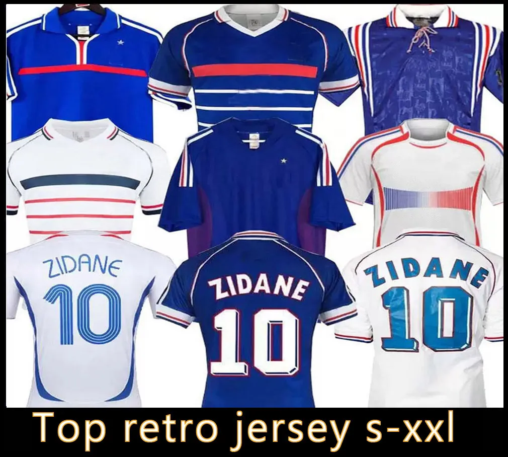 1998 1990 RETRO Maglia da calcio francese VINTAGE ZIDANE HENRY MAILLOT maglie 1996 2006 Maglia da calcio Maglia da calcio Trezeguet finale 2006 bianco 2022