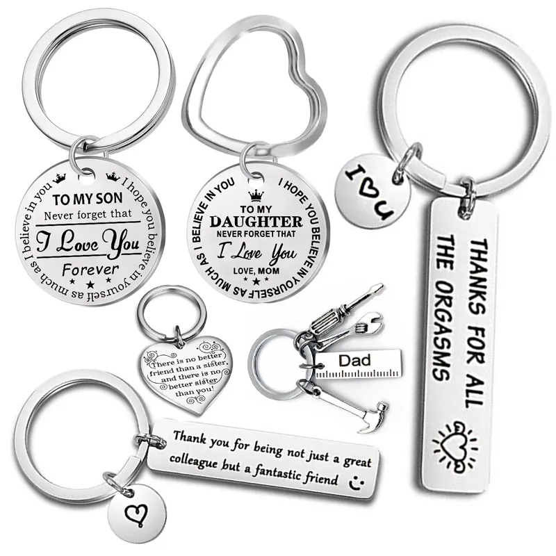 Key Rings Fashion Keyring Drive Safe Name Stainless Steel Keychain Couples Women Men Friend Family Chain Pendant Jewelry Chains Drop Smtex