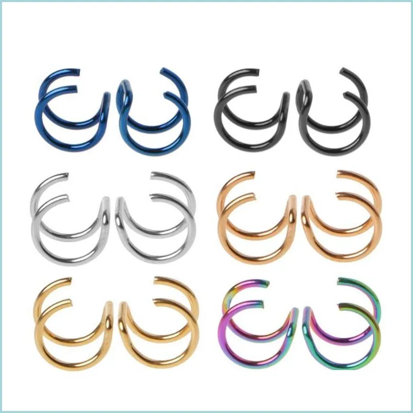 Stud Stud Titan 2 Ringe Ohr Manschette Clips Auf Knorpel Ring Kein Piercing Körper Schmuck Drop Lieferung Ohrringe Dhd9I