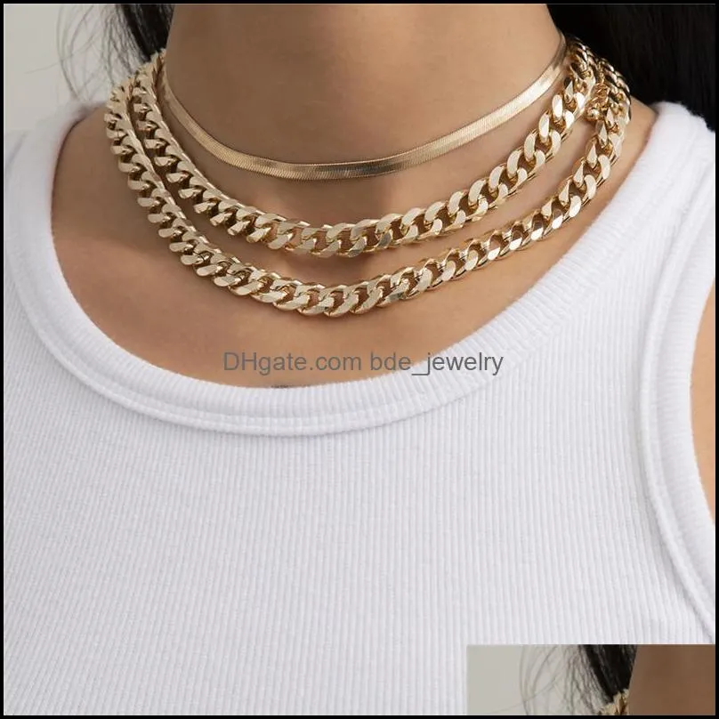 Cadeias Europeias e Americanas Exageradas Mtilayer Personalidade Colar Clavicle Chain Colar Classic Moda Simple Feminino Jóias Femininas D Dhj7u