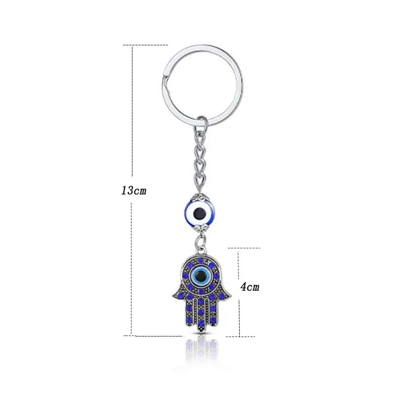 Hamsa Fatima Ręce Kluczowe pierścienie Kliny Uchwyt Grecki Niebieskie Złe Eye Wiselanty Kluczowe łańcuchy Keyrings Turkish Lucky Jewelry5806763