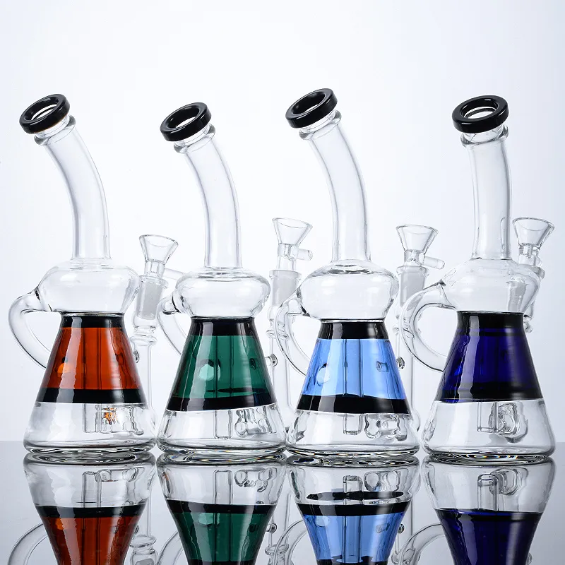 8 inch beker Bongs unieke waterpijp 14 mm gewricht inline perc glazen bong heady glazen waterleidingen mini -olie dab rigs klein recycle rookpijp met kom