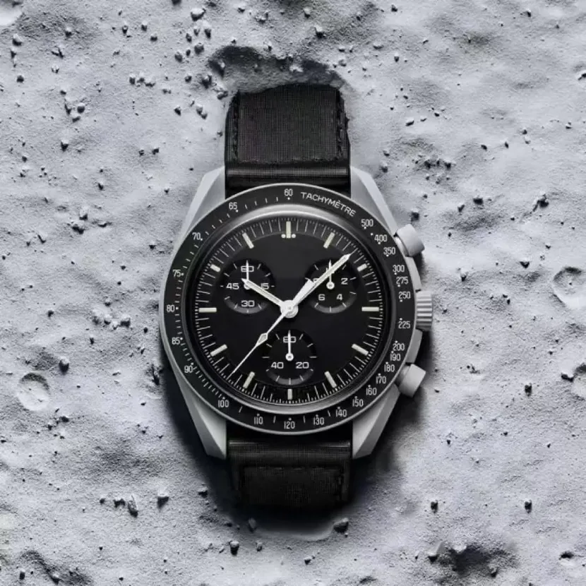 Moon Mens assiste Fun￧￣o Full Fun￧￣o Quarz Chronograph Watch Mission to Mercury 42mm Nylon Limited Edition Master Wristwatches 2022 Novo