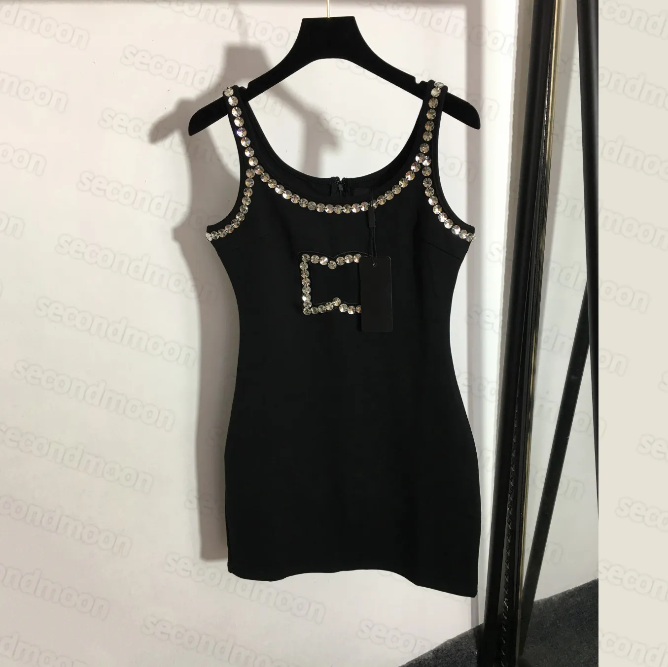 Vestido sexy con diamantes de imitación brillantes para mujer, vestidos ajustados para fiesta y Club, vestido negro de diseñador, ropa de moda transpirable