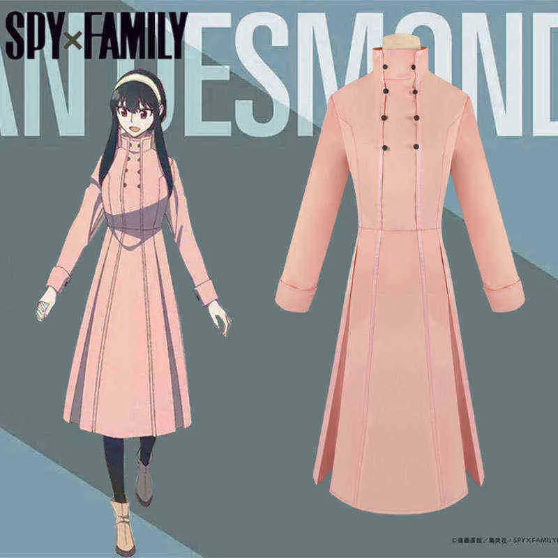 I lager anime spion x family yor falska cosplay kostymer dagligen outfit rosa klänning manga lång peruk huvudkläder yor briar kvinnor flicka j220720