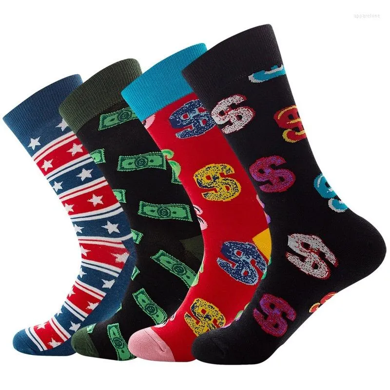 Men's Socks Quality Mens Combed Cotton Colorful Happy Funny Sock Autumn Winter Warm Casual Long Men Compression Street Wear