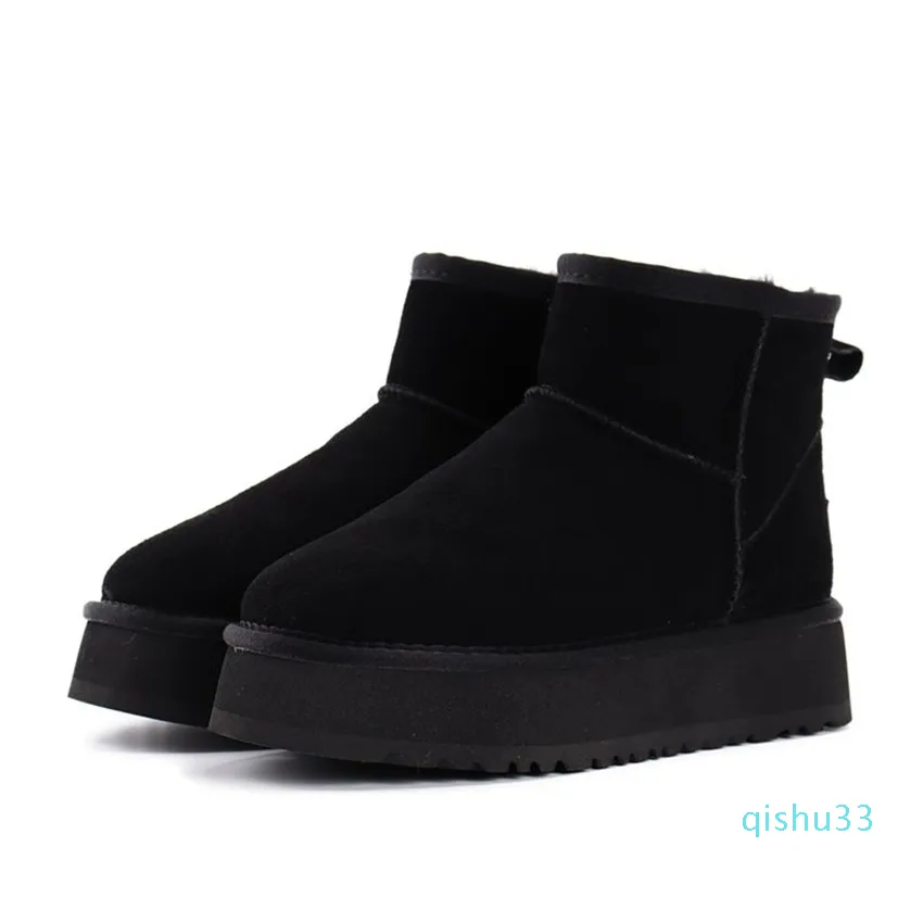 Botas de nieve de diseñador para mujer, minibota con plataforma de cuero Real, botines de piel con parte inferior gruesa, zapatos cálidos de invierno de vaquero australiano 11