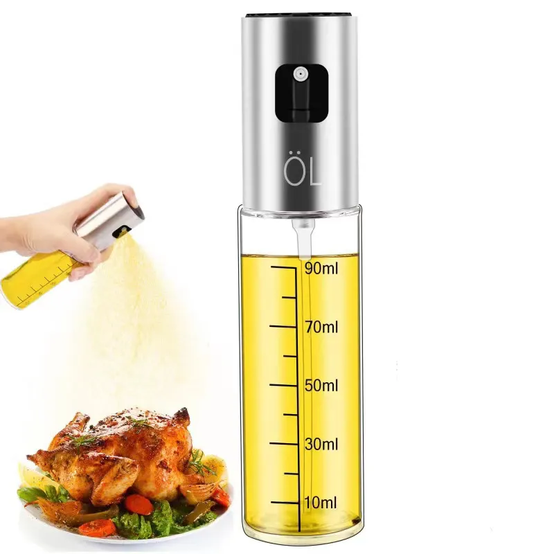 italian cuisine Pressing Typle BBQ Olive Oil Spray Glass Bottle with Scale for Kitchen Dispenser Bottle Squirt Container Injection Pot 100ML