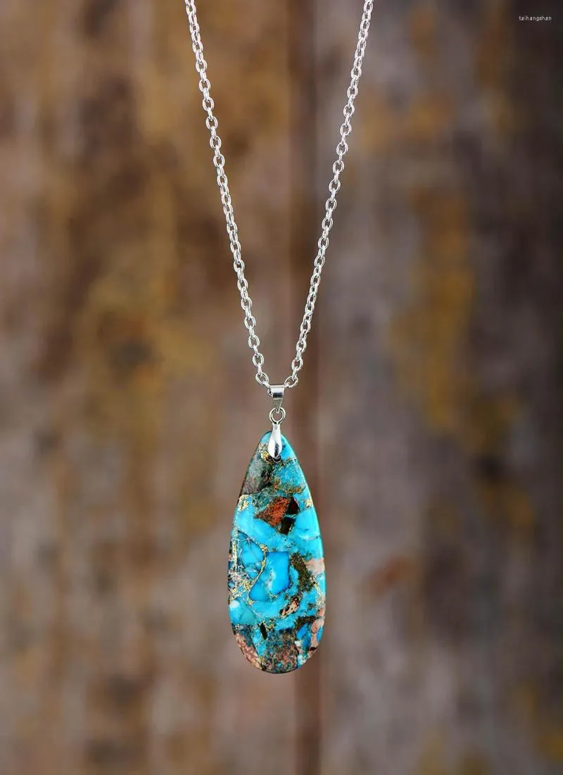 Pendant Necklaces Women Semiprecious Stone Necklace Turquoises Chain Choker Classic Fashion Chic Jewelry Bijoux Wholesale