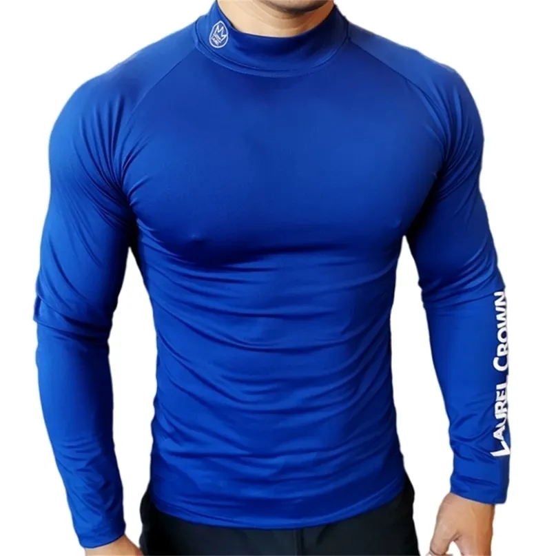 T-shirt da uomo T-shirt fitness da uomo T-shirt da allenamento a maniche lunghe Running Compression Skinny Tops Abbigliamento per allenamento muscolare 221105