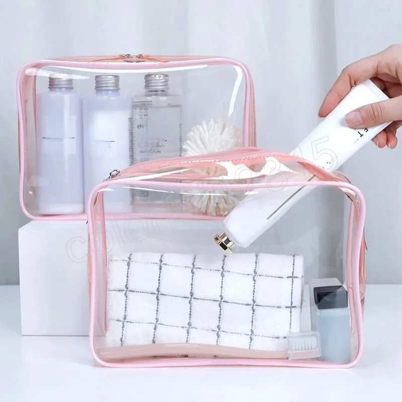 Portable Transparent femmes sac cosmétique étanche voyage maquillage sacs stockage nouvelle salle de bain organisateur clair fille trousse de toilette