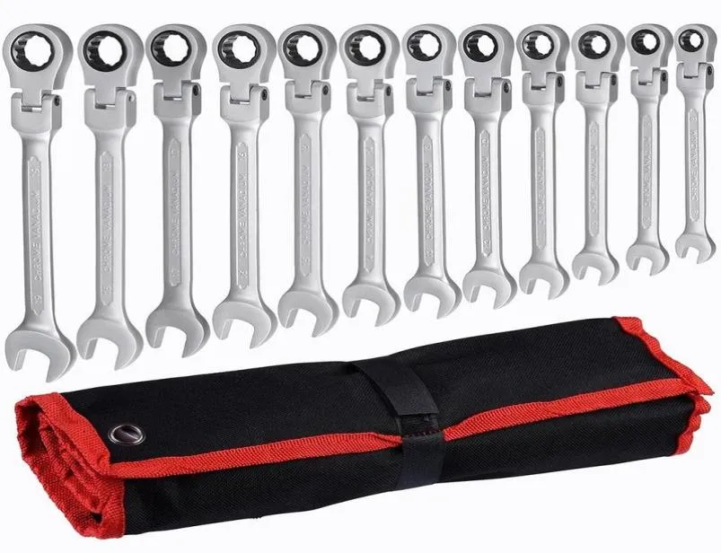 Flex Head Ratcheting Wrench SetCombination Ended Skinker Kits Chrome Vanadium Steel Hand Tools Socket Key Ratchet Set 2204286402745