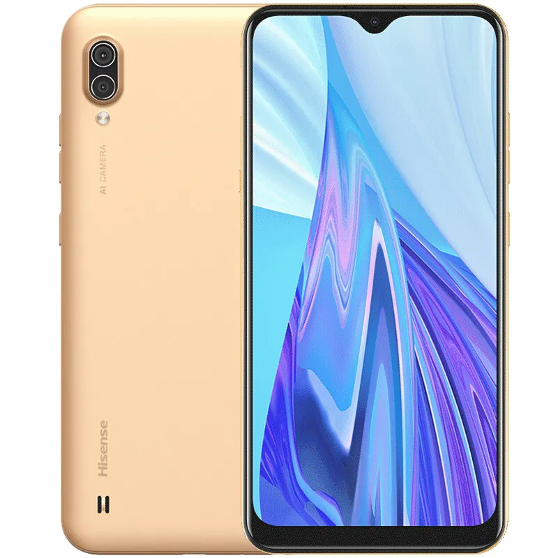 オリジナルHisense F30S 4G LTE携帯電話4GB RAM 64GB ROM Quad Core Android 6.22 "60Hz LCDフルスクリーン13.0MP AI FACE ID NFC OTG 4010MAHスマート携帯電話