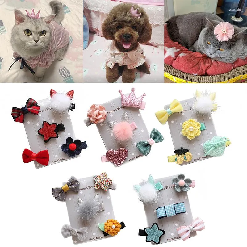 Köpek giyim prenses pembe sevimli barrettes saç klips aksesuarları küçük köpekler için kedi yayları hayvan parti malzemeleri başlık