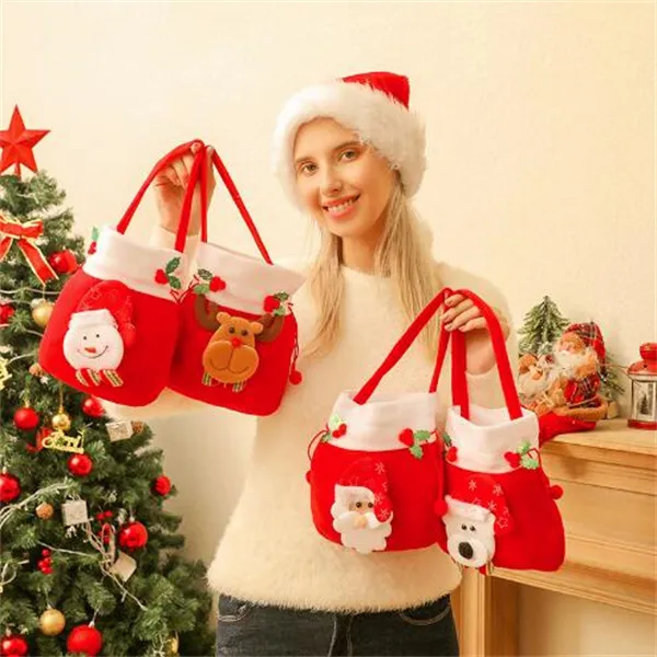 Christmas gift bag brushed bunched cartoon old man snowman deer color bag celebration party decorations GC1783