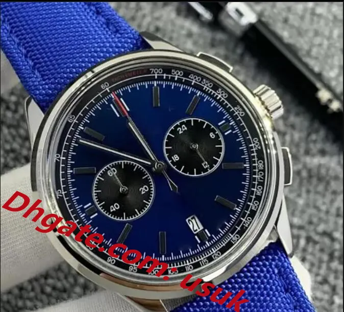 Superkvalitet Men Titta på Premier 42mm Sliver Dial Belt Watches VK Quartz Chronograph Movement rostfritt stål Remlås Herrklänning på snabbspårsursur