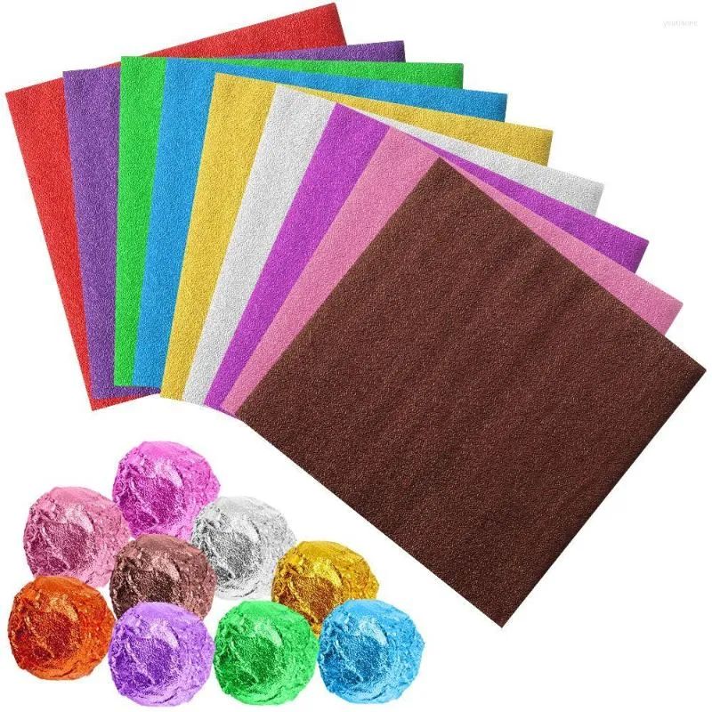 Gift Wrap 100 Pcs Candy Metal Embossing Baking Color Gilded Wrapping Paper Aluminum Foil Package Chocolate