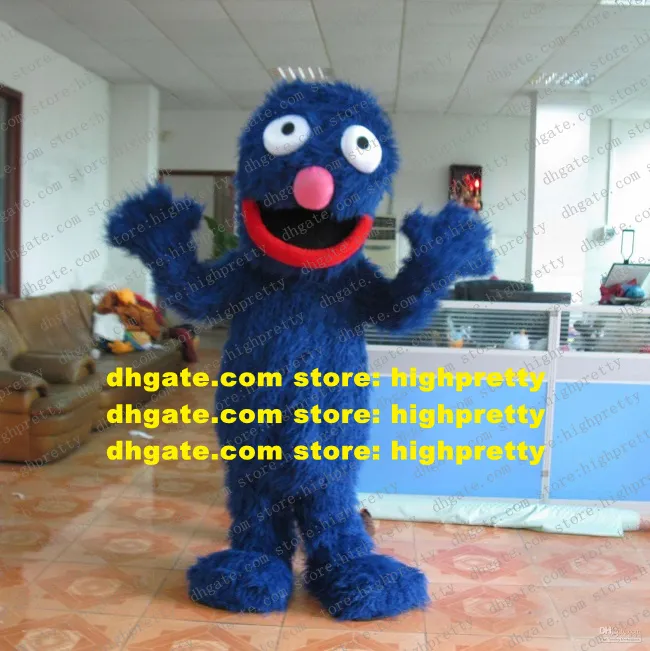 Lovely Mascot Costume Blue Sesame Street Cookie Monster Super Grover Mascotte Freak Plush Long Fur Small Pink Nose No.537