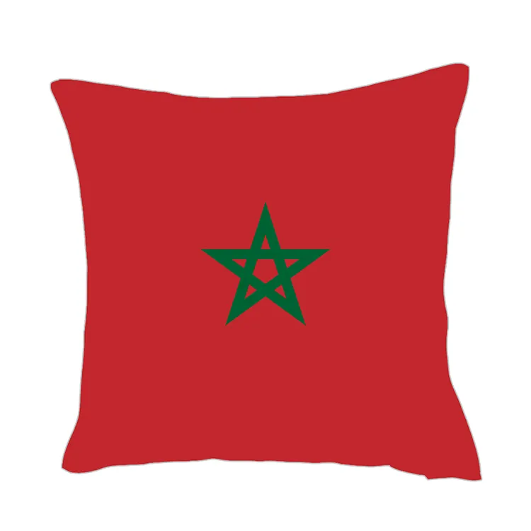 Morocco Flag Throwpillow Cover Factory Supply Good Price Polyester Satin Pillow Cover For Couch Decorative Cushion Pillows