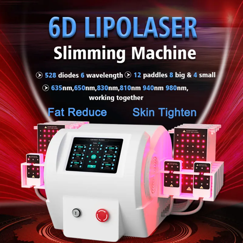 Portable 6D Lipolaser Skin Tightening Machine Perdita di peso Rimozione grassa Dimagrante Body Shaping Equipment