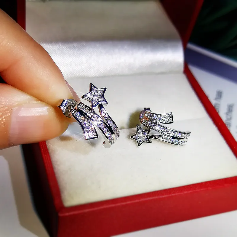 Sch￶ner Star Designer Ohrringe Bolzen mit leuchtend Diamantkristall CZ Zirkon Ohrring Ohrringe Schmuck Schmuck