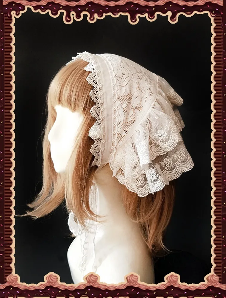 Craquins écharpe à la tête lolita vintage Écharpe brodée pour les femmes coiffeuses 221107