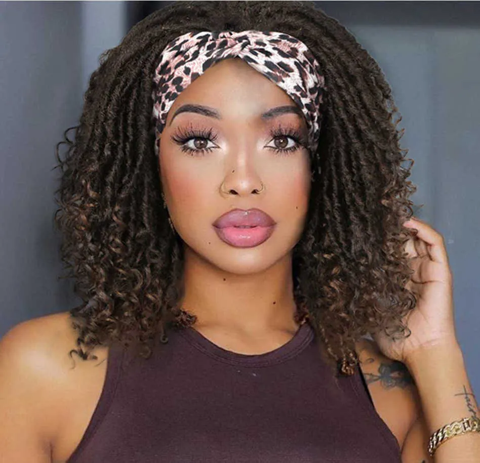 Hair Lace Wigs Ice Band Wig Women's Short Curly Hair High Temperature Silk Chemical Fiber Headband Wigs