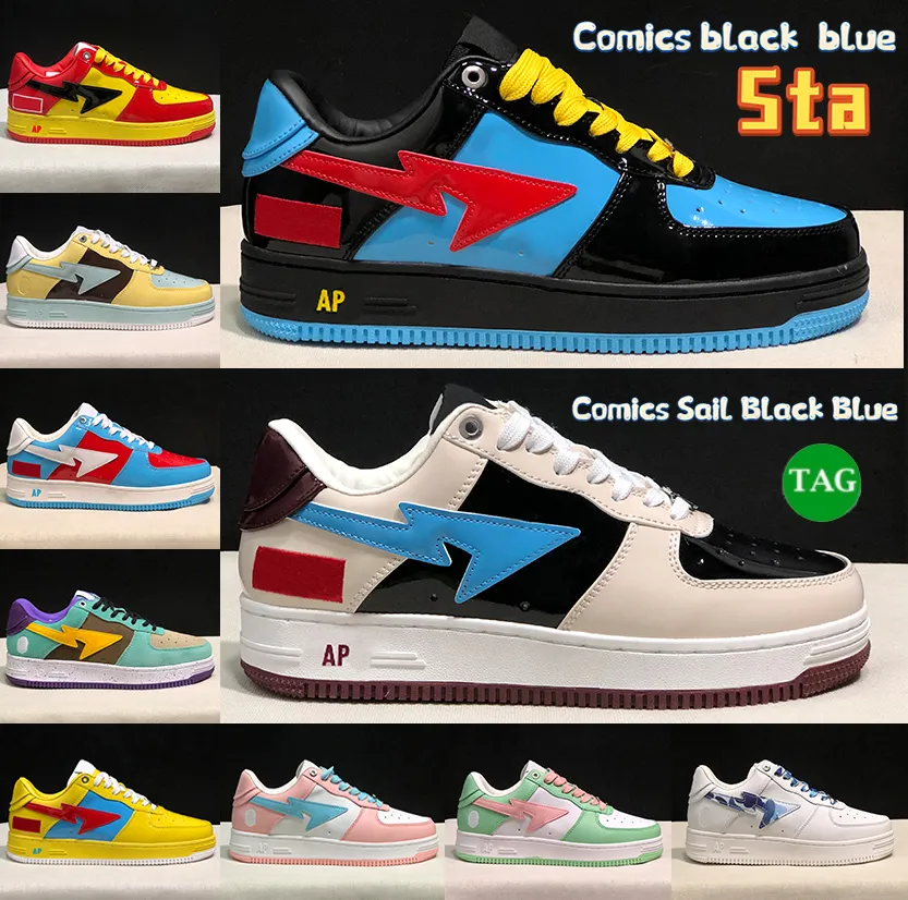 Fashion Casual Shoes Bathing Apes Sta Low Comics yellow red blue black green patent leather royal Bordeaux grey Brown Mint Teal Suede Orange Pink men women sneakers
