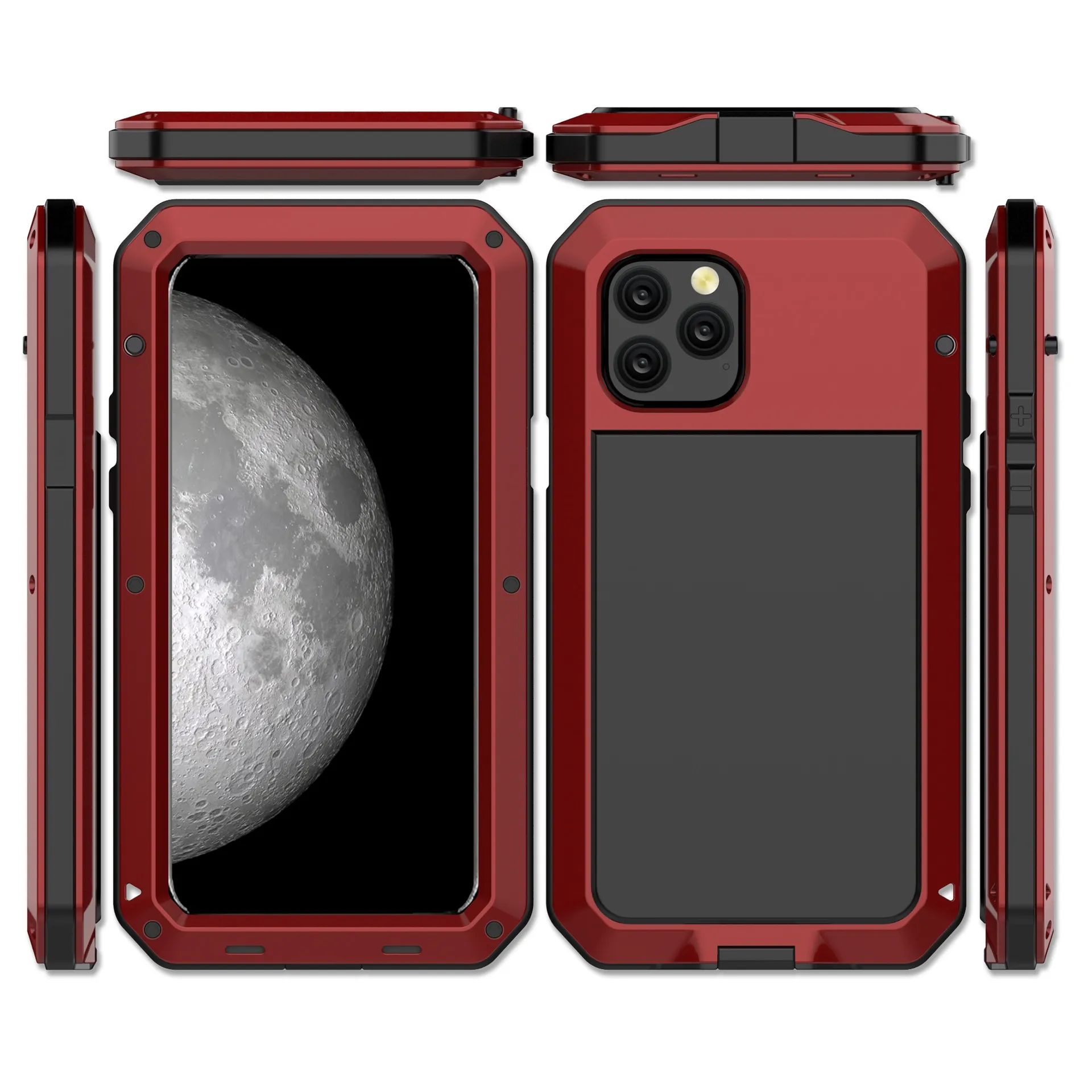 Capas de liga de alumínio de vidro temperado para iPhone 14 13 12 11 Pro Max X XS MAX XR Defender Heavy Duty Armor Kickstand 3 em 1 Capa à prova de choque à prova d'água à prova de poeira