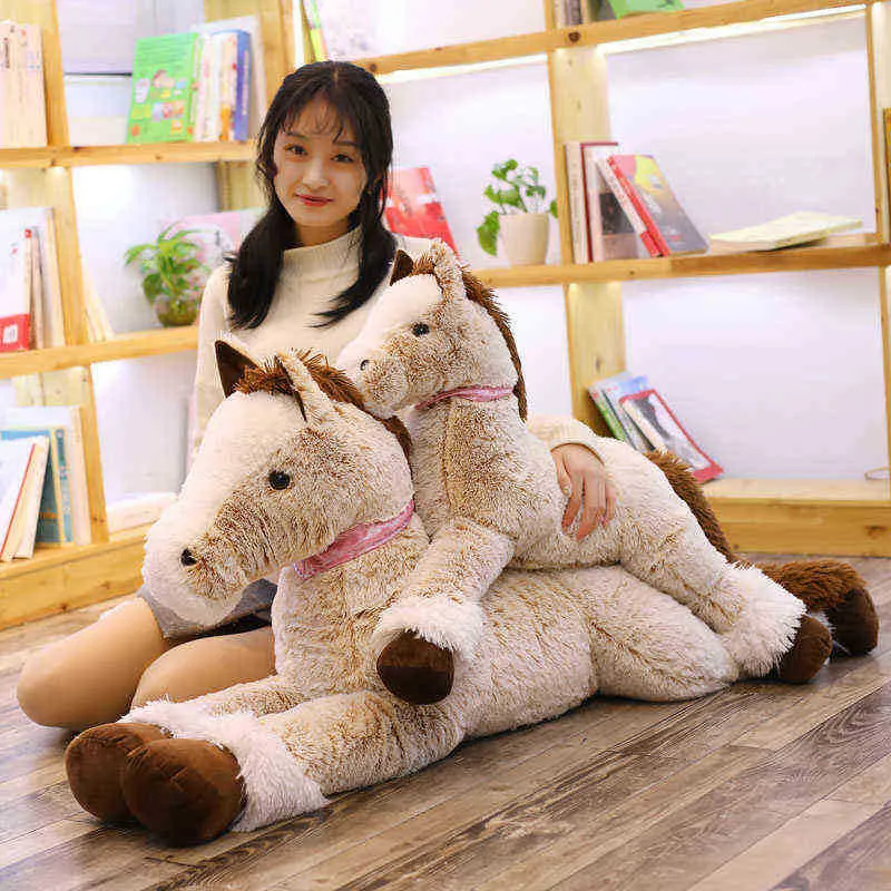 1 pc 90120cm Kawaii Giant Horse Cuddles schattig knuffelig dierenpaarspeelgoed voor Ldren Soft Pop Home Decor Lover Birthday Gift J220729