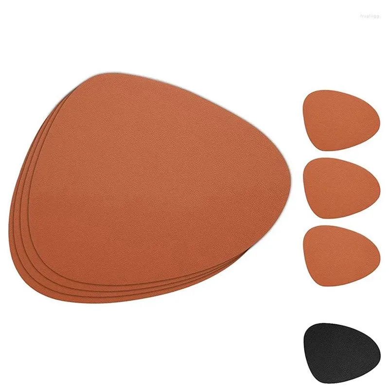 Table Mats Placemats Leather And Coasters Washable Round Double-Sided Non-Slip Faux